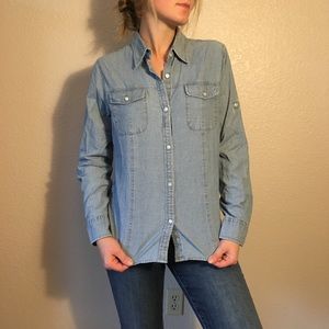 Northcrest Chambray Denim Button Up Size S/M